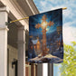 Majestic Midnight Cross Garden Flag & House Flag, Nativity Religious Winter Christians Flag Gift