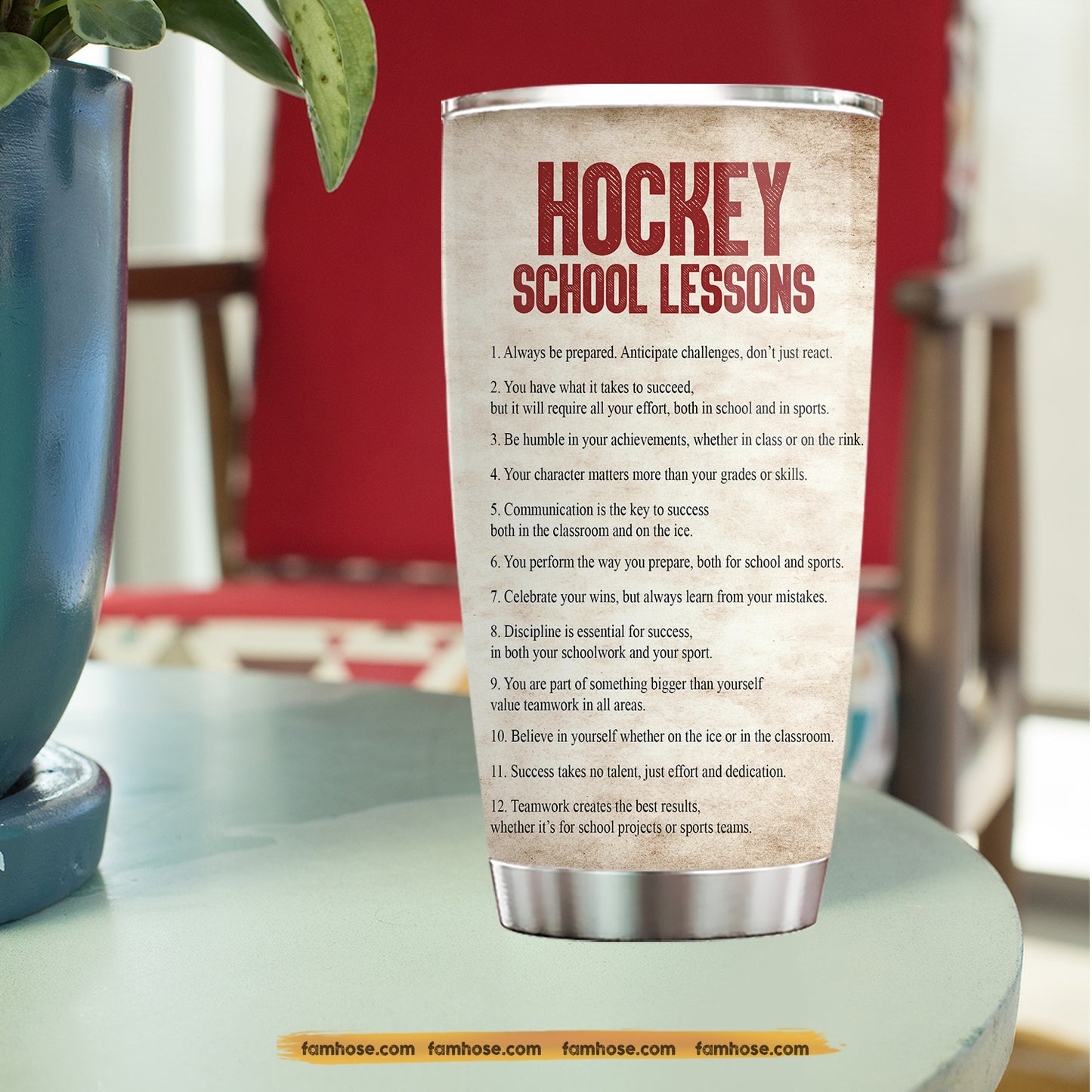 Personalized School Hockey Kid Tumbler, Hockey School Lessons Stainless Steel Tumbler Gift For Hockey Lovers
