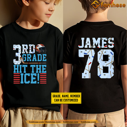 Personalized Back To School Hockey Kid Two-sided T-shirt, Hit The Ice Sport Tees Gift For Hockey Lovers
