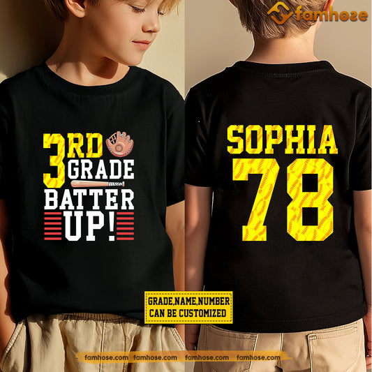 Personalized School Softball Kid Two-sided T-shirt, Batter Up Sport Tees Gift For Softball Lovers