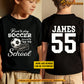 Personalized School Soccer Kid Two-sided T-shirt, Born To Play Soccer Sport Tees Gift For Soccer Lovers