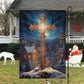 Majestic Midnight Cross Garden Flag & House Flag, Nativity Religious Winter Christians Flag Gift