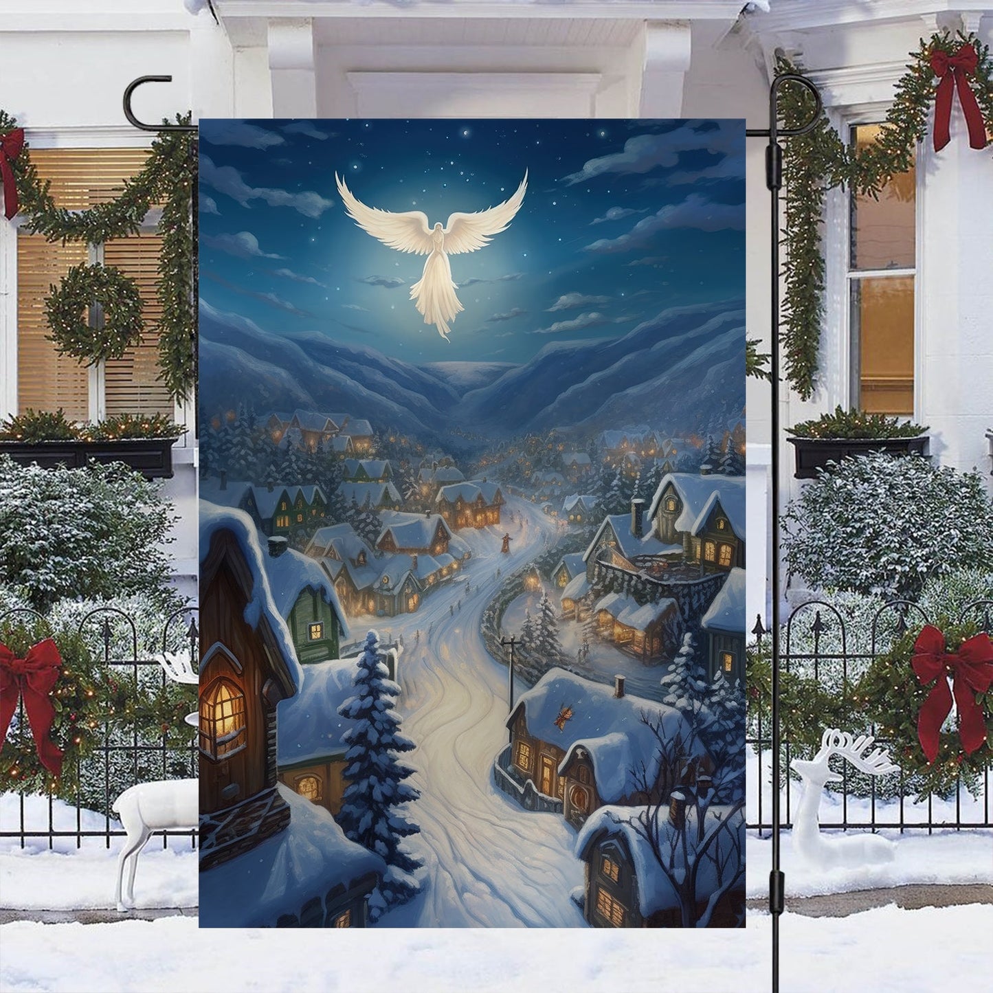 Angel's Embrace Midnight Miracle, Angel Garden Flag - House Flag, Christmas Flag Gift For Angel Lovers