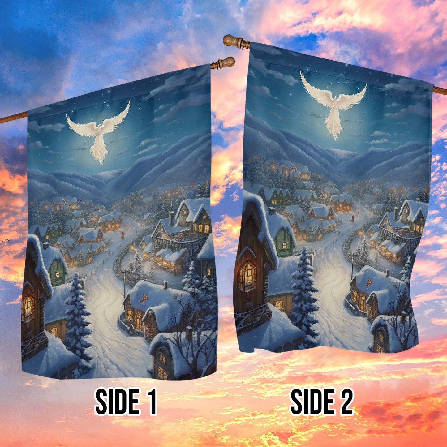 Angel's Embrace Midnight Miracle, Angel Garden Flag - House Flag, Christmas Flag Gift For Angel Lovers