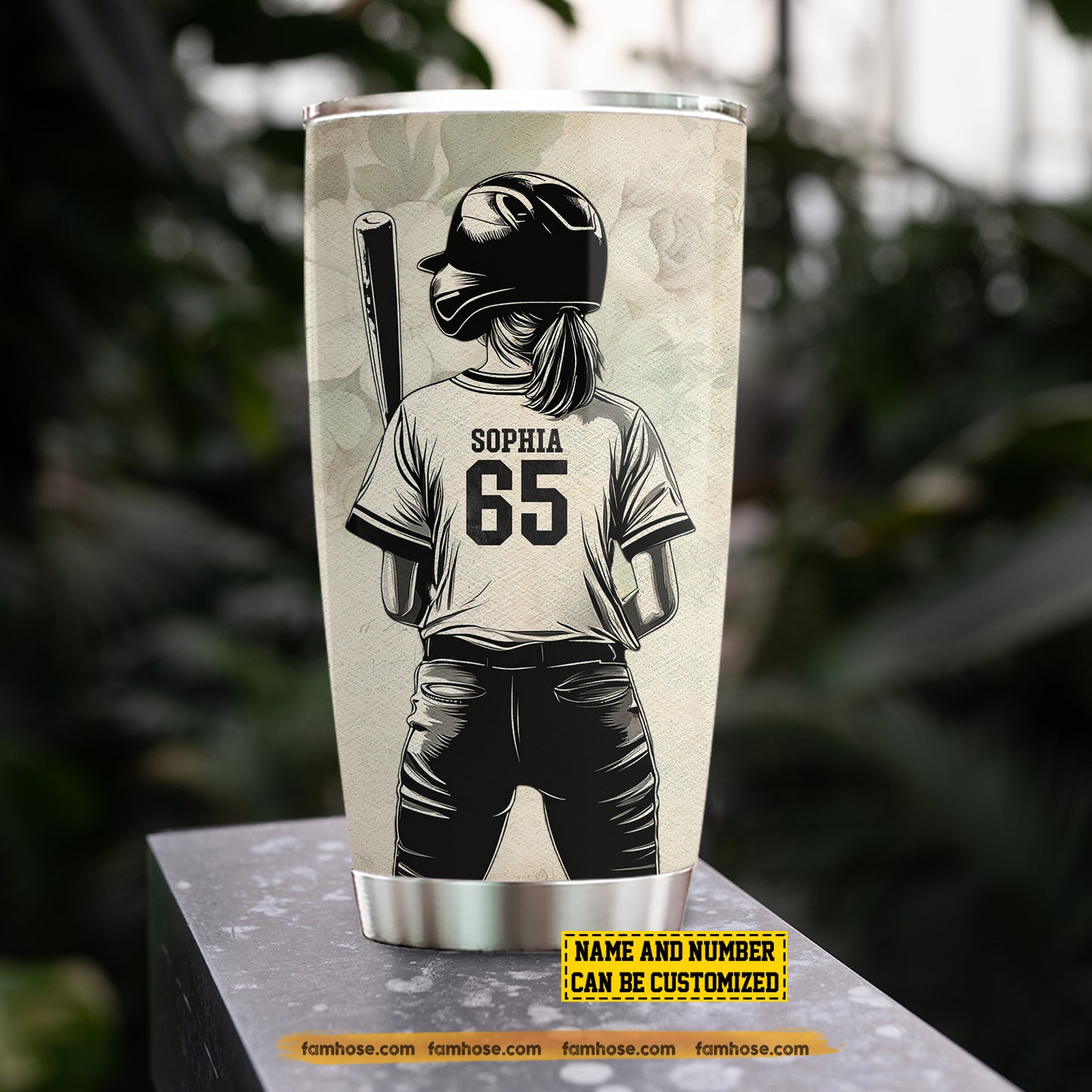 Personalized School Softball Girl Kid Tumbler, Born To Play Softball Stainless Steel Tumbler Gift For Softball Lovers