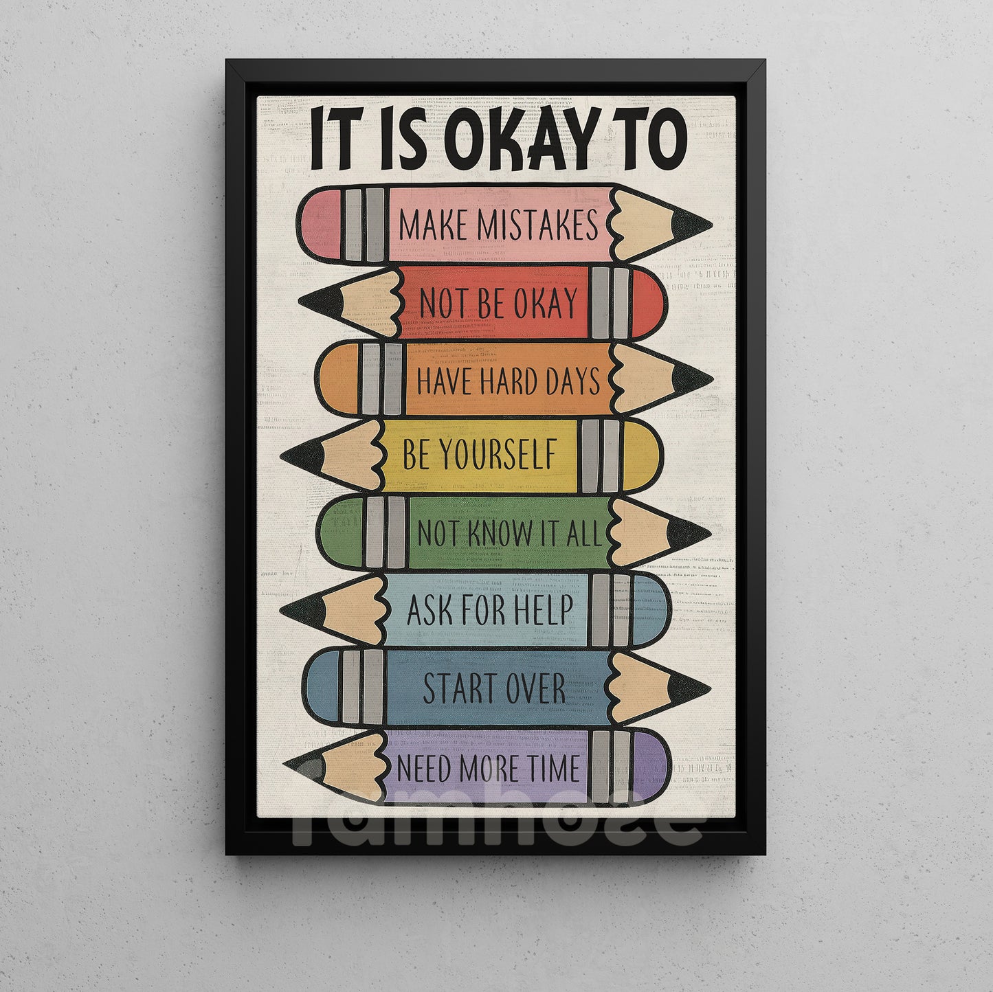 Inspirational Quote Classroom Canvas Painting, It Is Okay To Study Room Wall Art Decor, Vintage Saying Poster Gift For Learning Space, Classroom