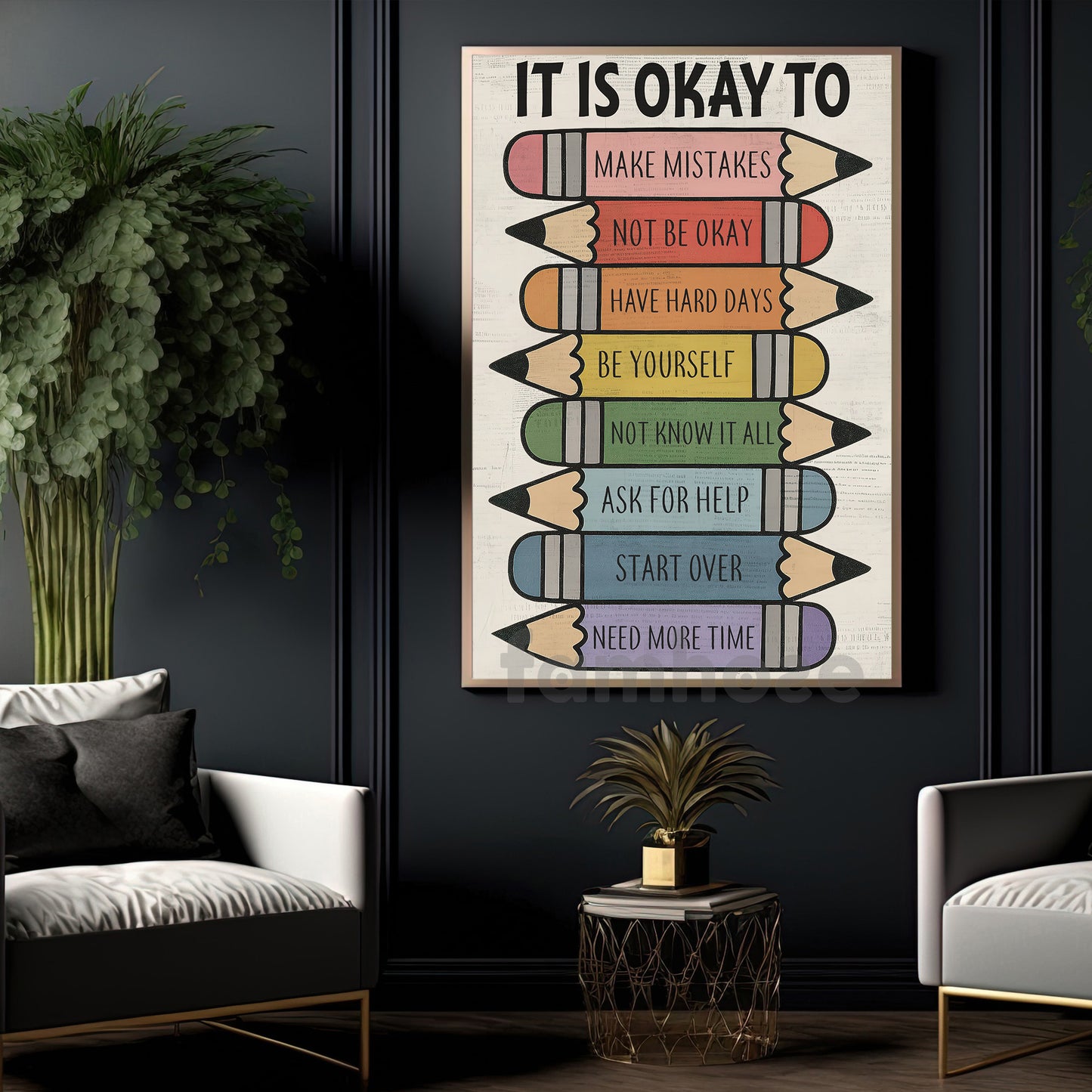 Inspirational Quote Classroom Canvas Painting, It Is Okay To Study Room Wall Art Decor, Vintage Saying Poster Gift For Learning Space, Classroom