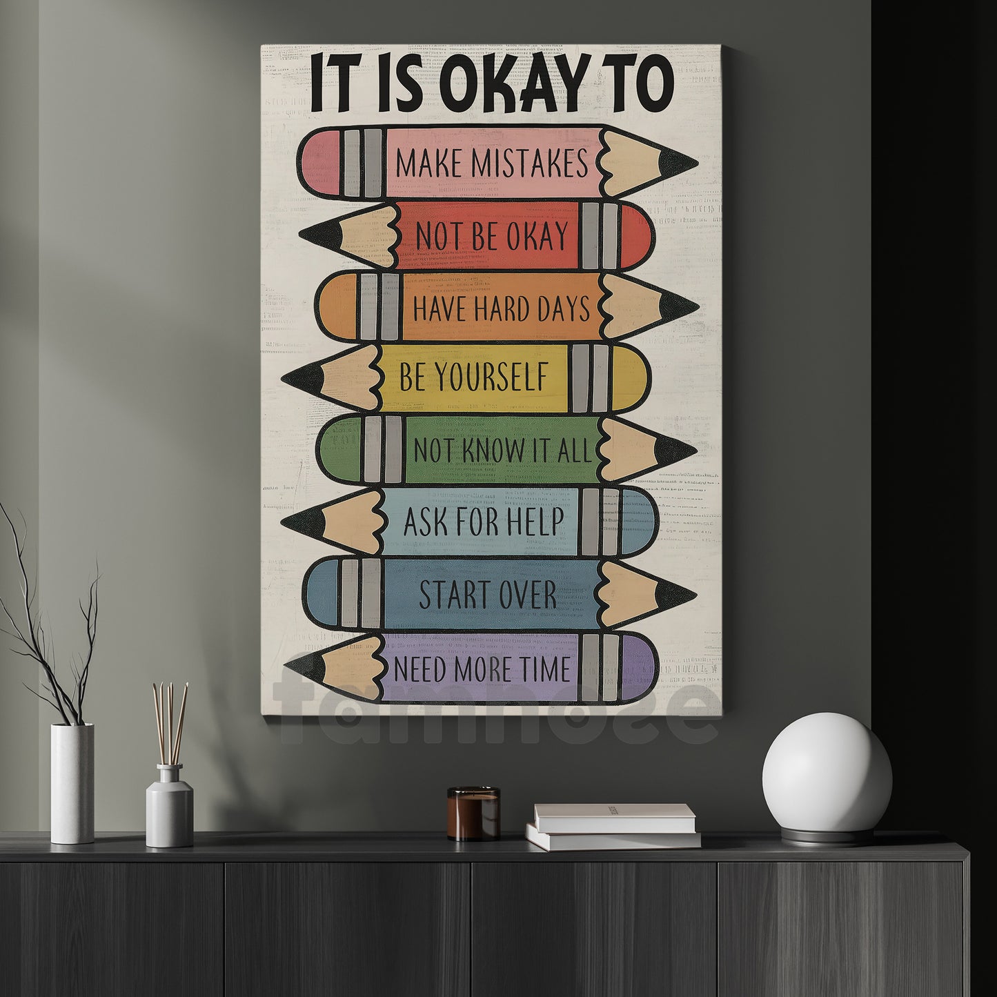 Inspirational Quote Classroom Canvas Painting, It Is Okay To Study Room Wall Art Decor, Vintage Saying Poster Gift For Learning Space, Classroom