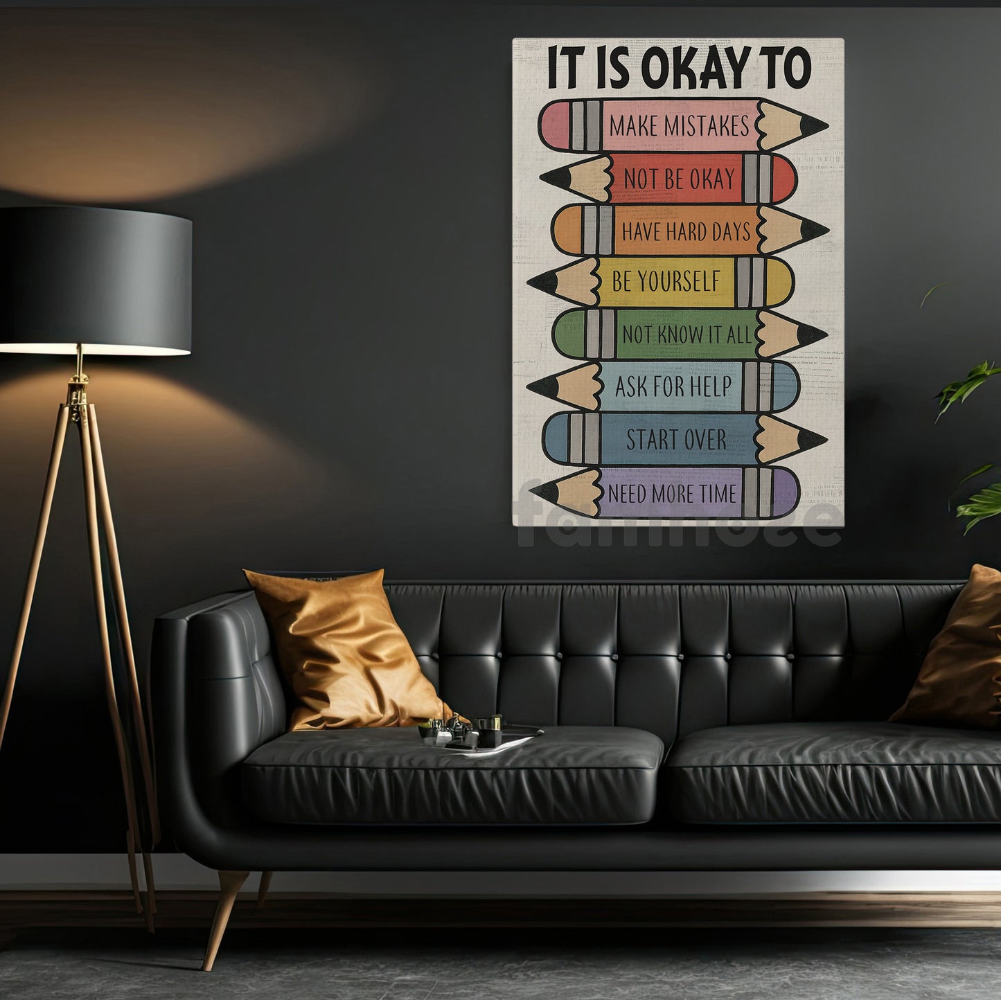 Inspirational Quote Classroom Canvas Painting, It Is Okay To Study Room Wall Art Decor, Vintage Saying Poster Gift For Learning Space, Classroom