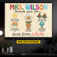 Back To School Teacher Canvas Painting, Thank You For Classroom Wall Art Decor, Poster Gift For Teacher Lovers