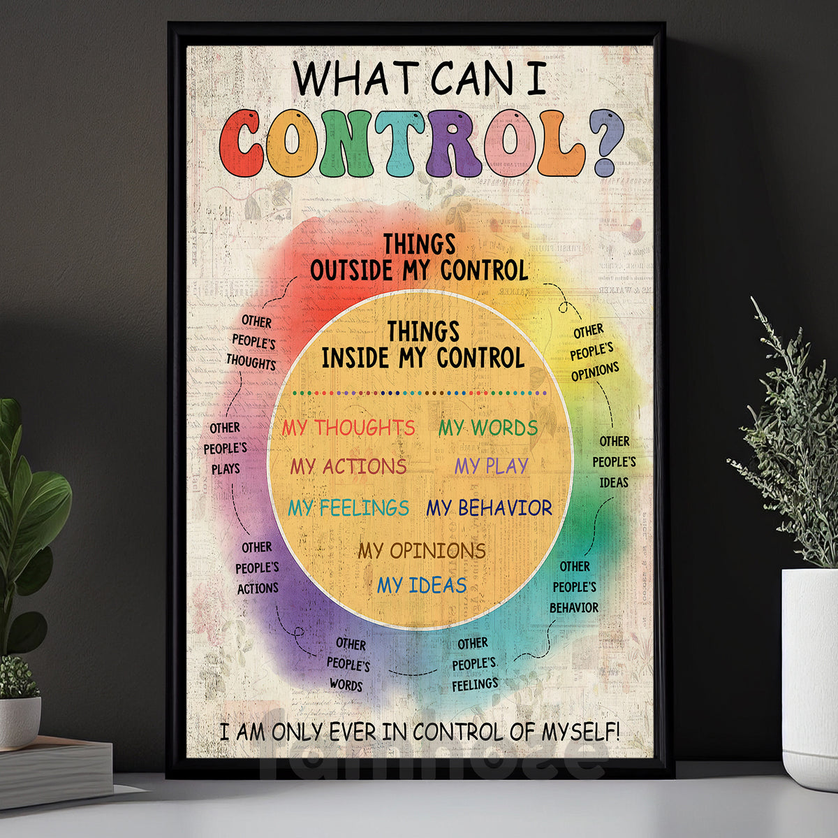 Inspirational Quote Classroom Canvas Painting, What Can I Control Stud ...