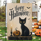 Halloween Black Cat Garden & House Flag, Happy Halloween Yard Flag, Spooky Season Gift For Cat Lover
