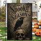 Halloween Gothic Skull Garden & House Flag, Spooky Season Raven Yard Flag Gift For Raven Lover