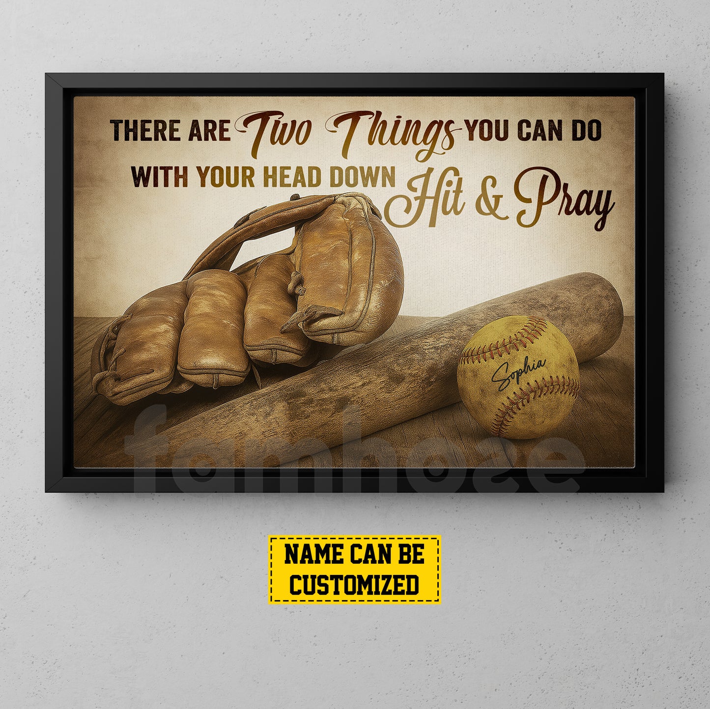 Personalized Softball Canvas Painting, Hit & Pray Wall Art Decor, Poster Gift For Softball Lovers