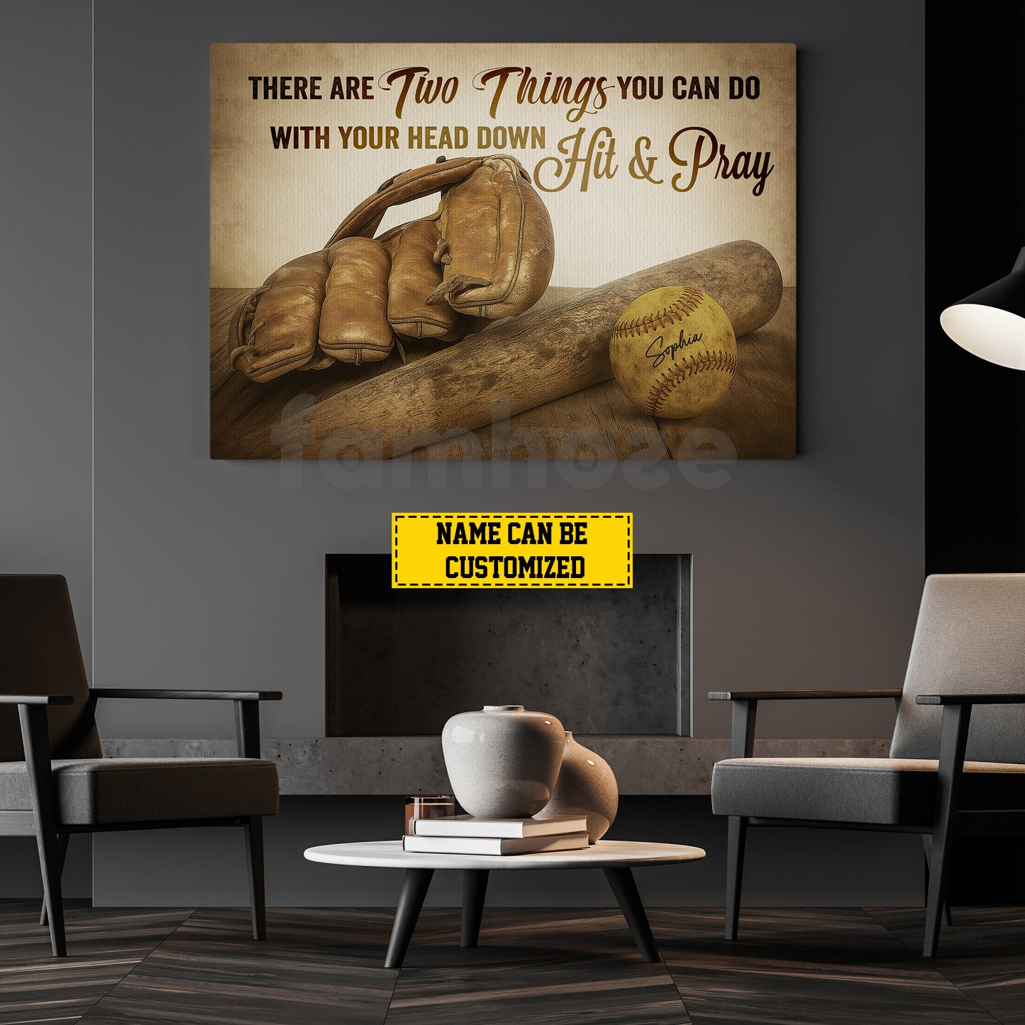 Personalized Softball Canvas Painting, Hit & Pray Wall Art Decor, Poster Gift For Softball Lovers