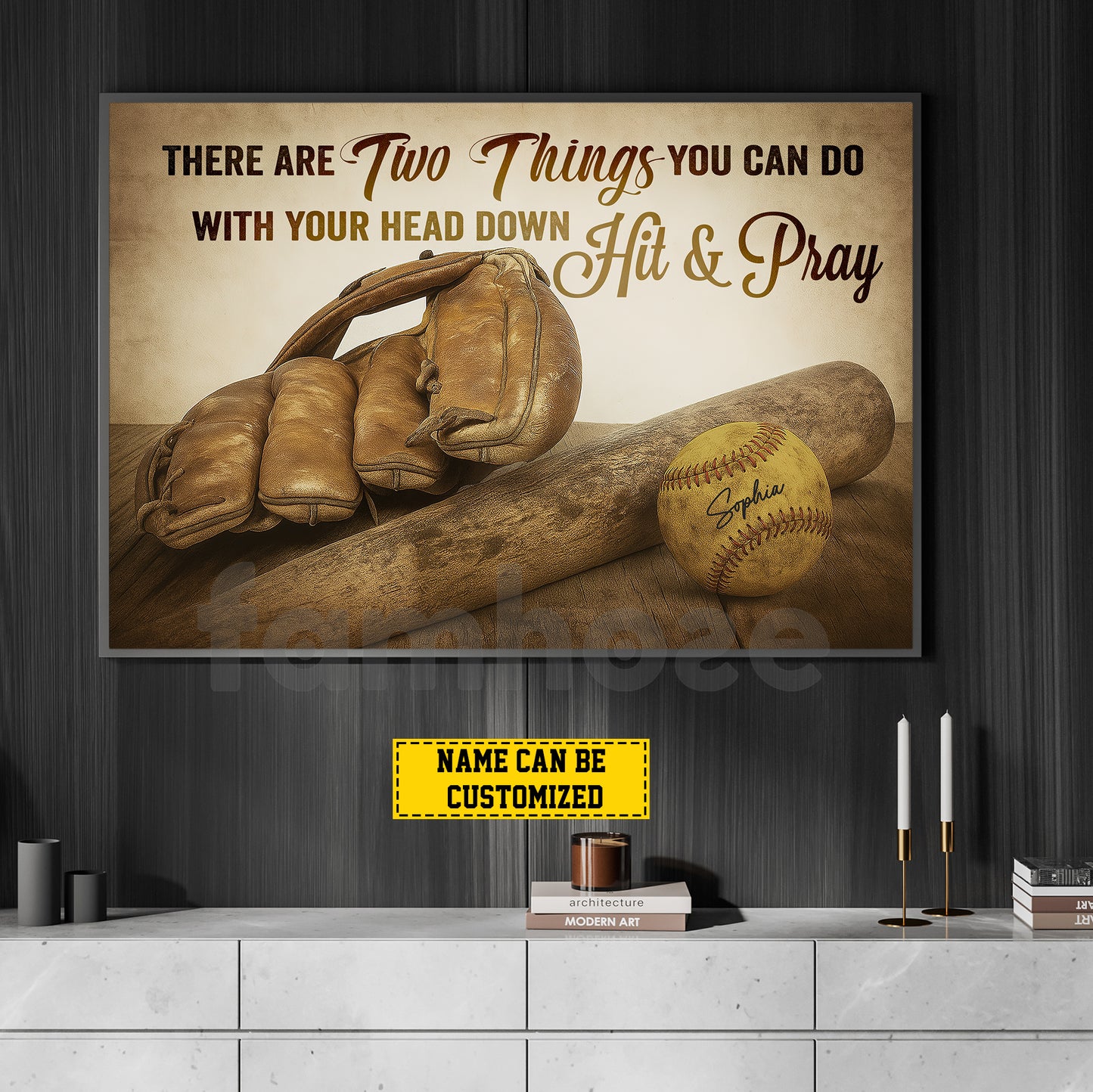 Personalized Softball Canvas Painting, Hit & Pray Wall Art Decor, Poster Gift For Softball Lovers