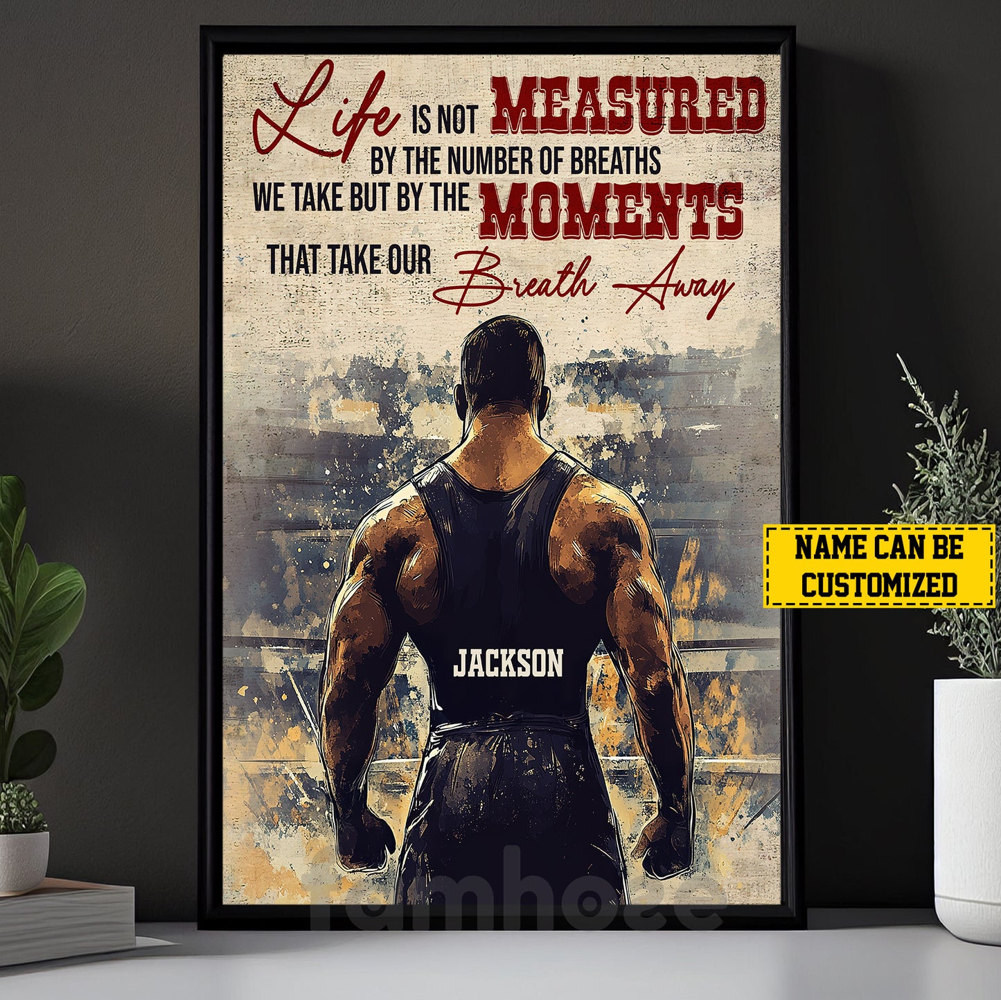 Motivational Personalized Wrestling Man Canvas Painting, Life Is Not Measured Sport Wall Art Decor, Poster Gift For Wrestling Lovers