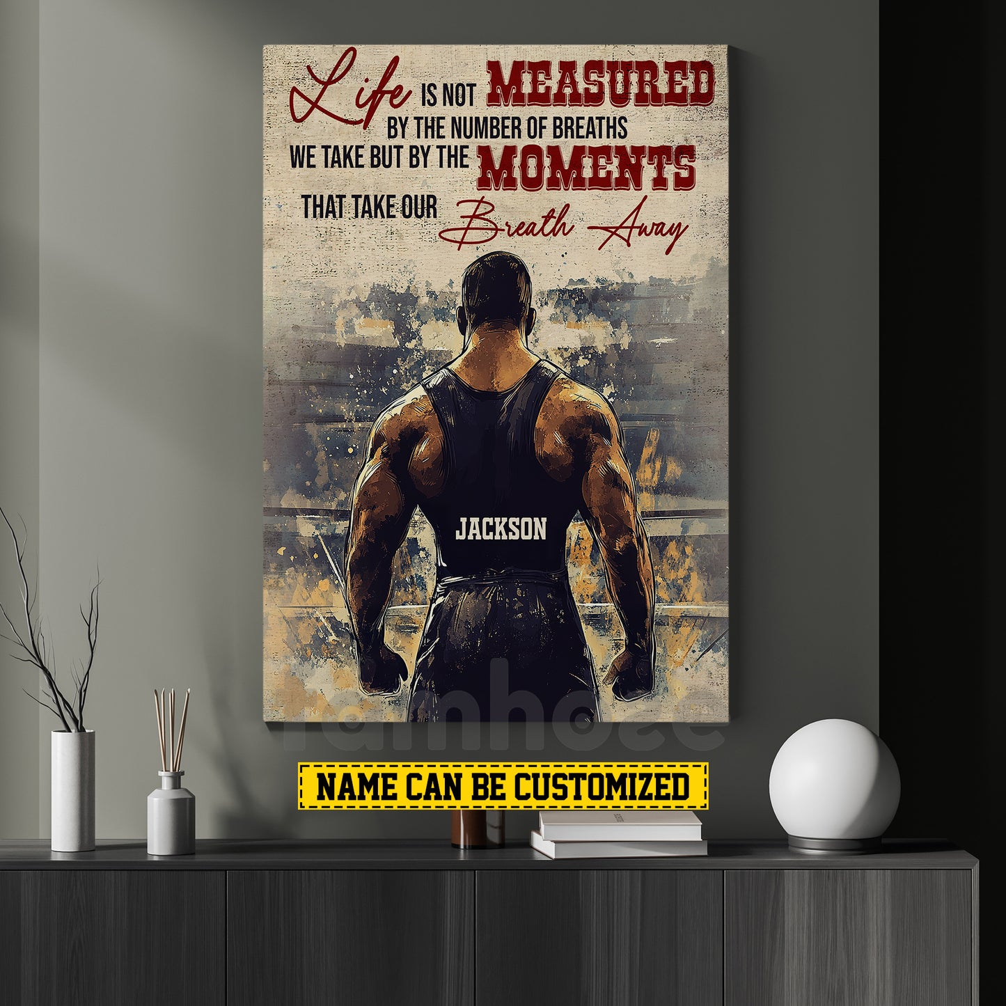 Motivational Personalized Wrestling Man Canvas Painting, Life Is Not Measured Sport Wall Art Decor, Poster Gift For Wrestling Lovers