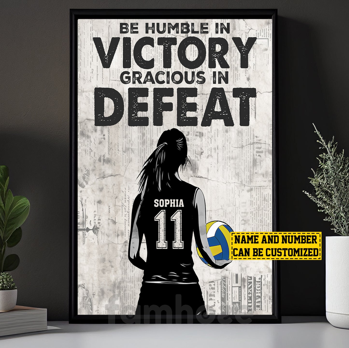Motivational Personalized Volleyball Woman Canvas Painting, Be Humble In Victory Sport Wall Art Decor, Poster Gift For Volleyball Lovers