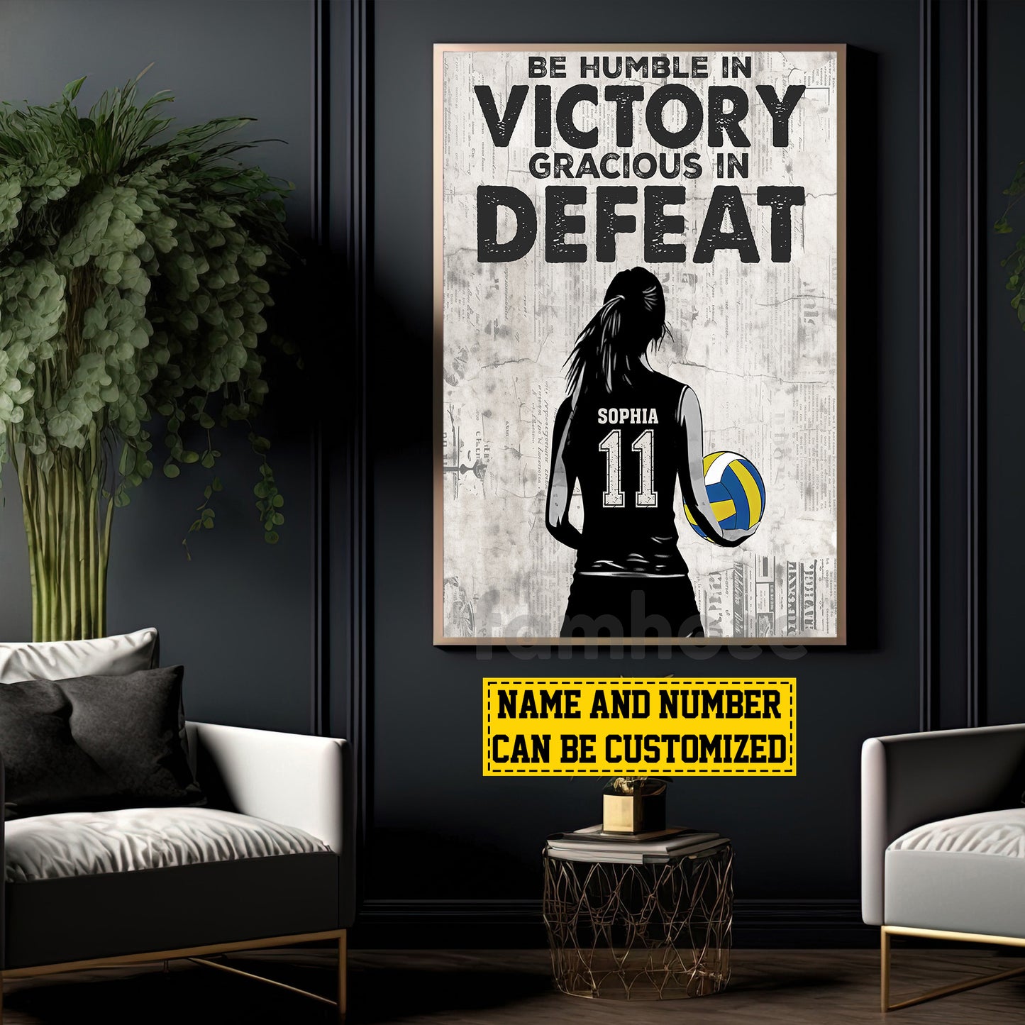 Motivational Personalized Volleyball Woman Canvas Painting, Be Humble In Victory Sport Wall Art Decor, Poster Gift For Volleyball Lovers