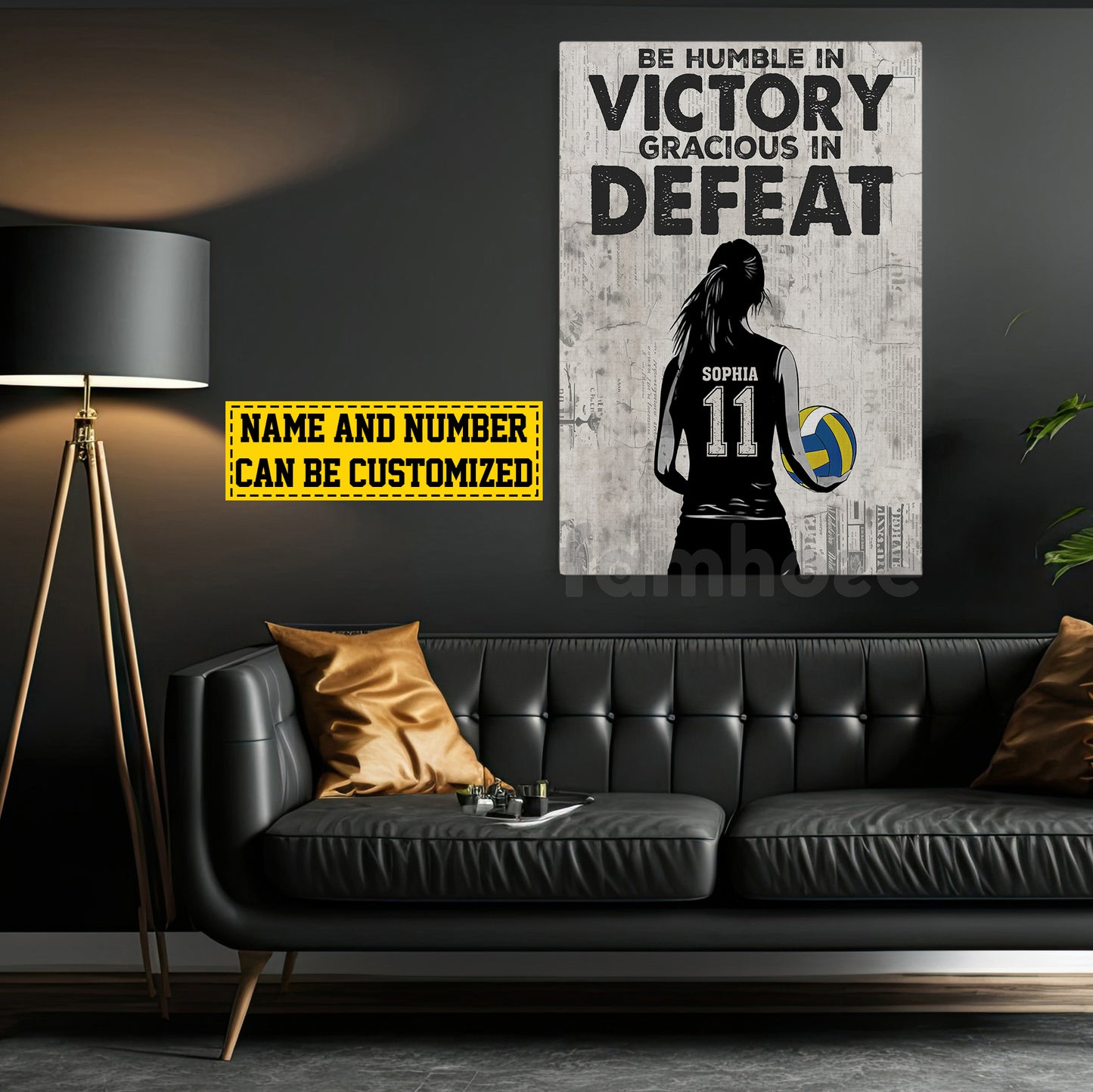 Motivational Personalized Volleyball Woman Canvas Painting, Be Humble In Victory Sport Wall Art Decor, Poster Gift For Volleyball Lovers