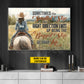 Personalized Cowgirl Riding Canvas Painting, Sometimes The Smallest Step Wall Art Decor, Poster Gift For Cowgirl