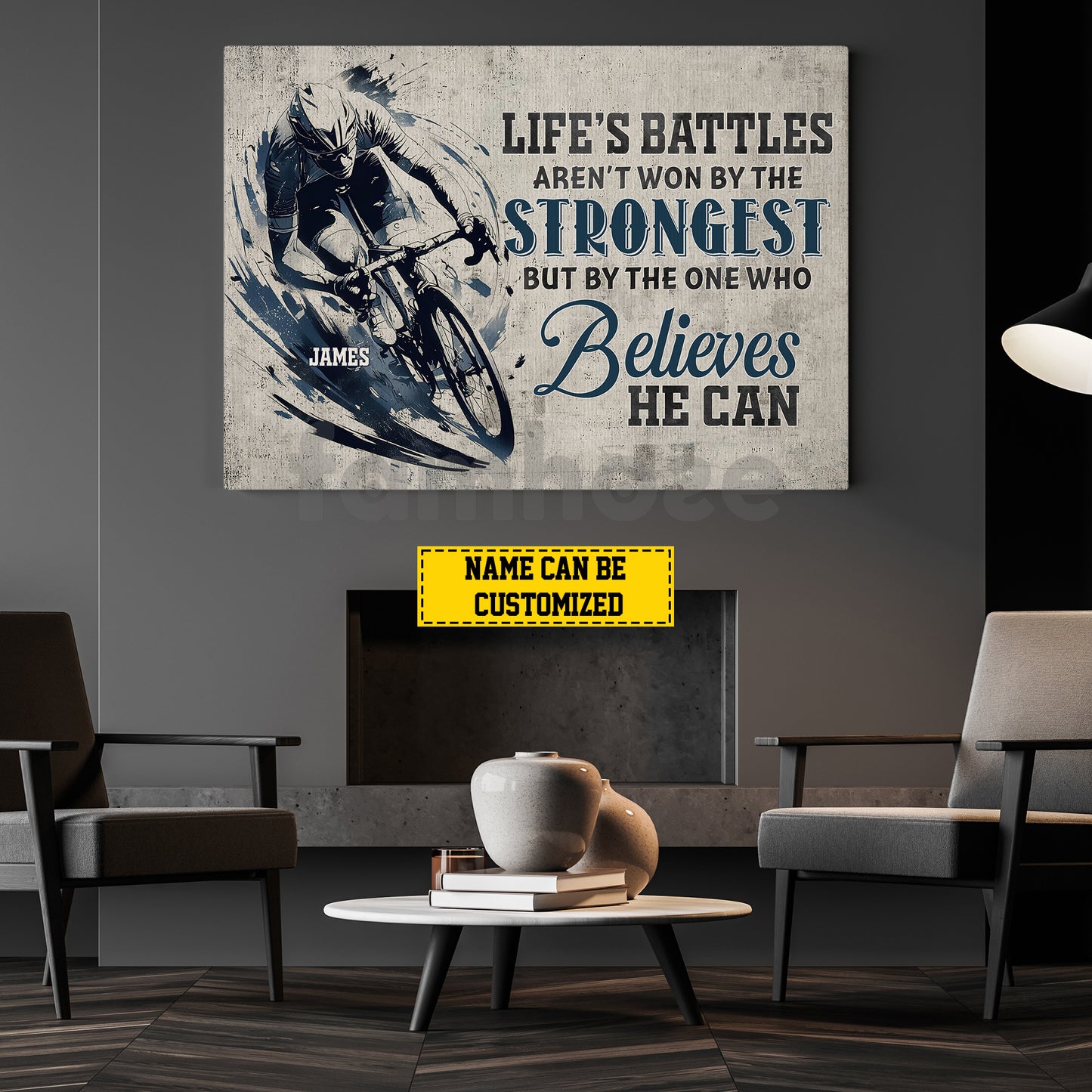 Personalized Cycling Man Canvas Painting, Life's Battles Aren't Won By The Strongest Wall Art Decor, Poster Gift For Cycling Lovers