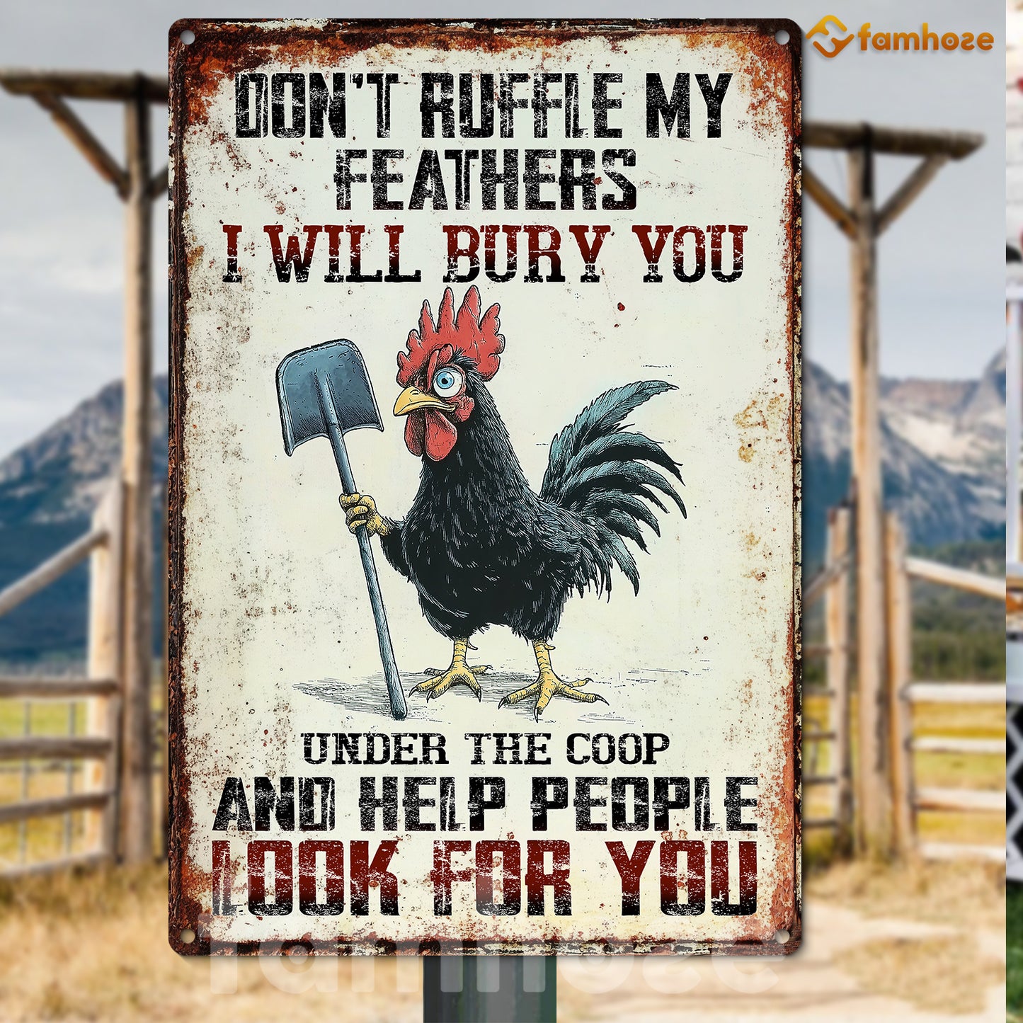 Funny Chicken Metal Sign, Don't Ruffle My Feathers Farm Sign, Farm Decor Gift For Chicken Lovers