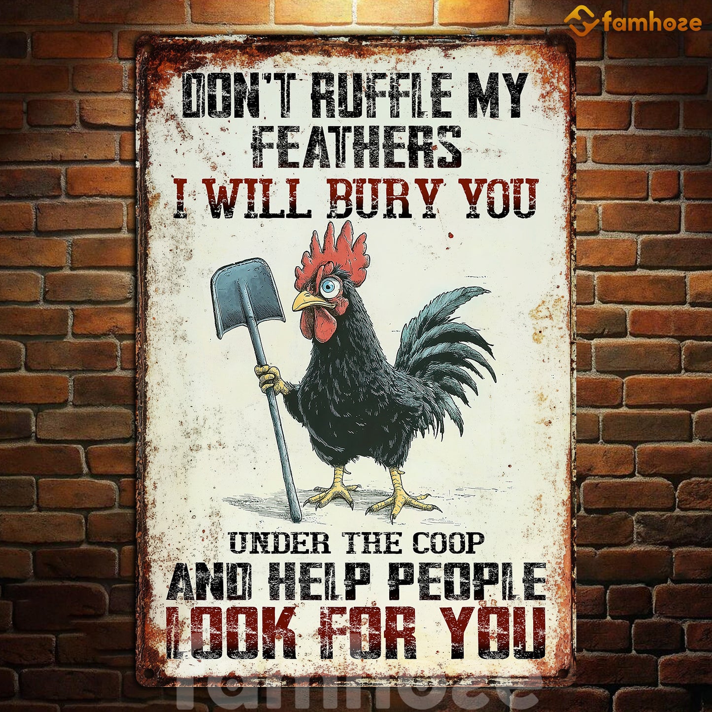 Funny Chicken Metal Sign, Don't Ruffle My Feathers Farm Sign, Farm Decor Gift For Chicken Lovers