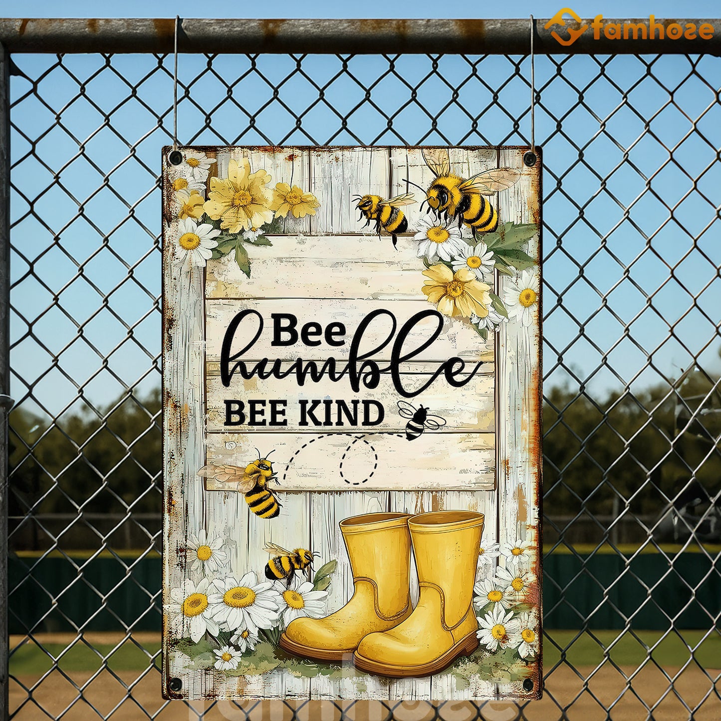 Funny Quote Bee Metal Sign, Bee Humble Bee Kind House Sign, Field Decor Gift For Bee Lovers