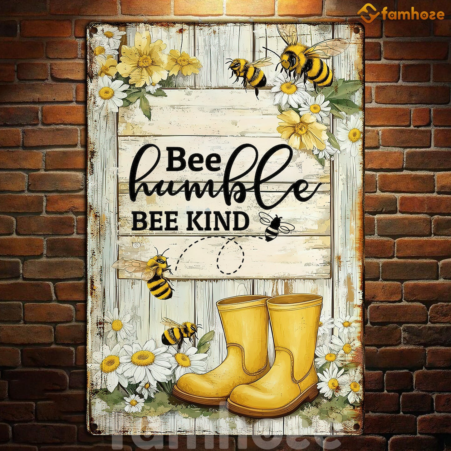 Funny Quote Bee Metal Sign, Bee Humble Bee Kind House Sign, Field Decor Gift For Bee Lovers