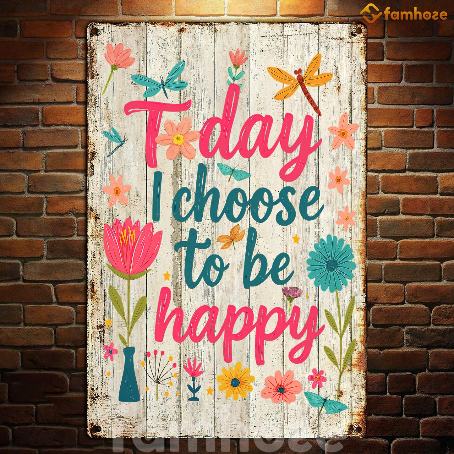 Funny Quote Metal Sign, Today I Choose To Be Happy Garden Sign, Field Decor Gift