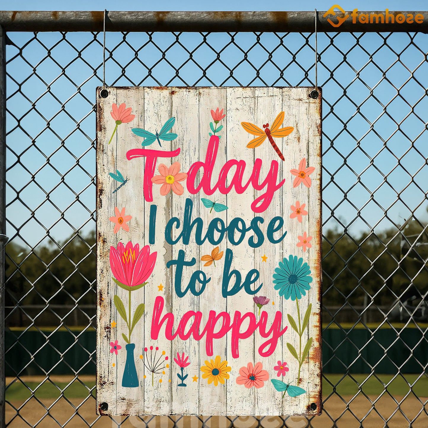 Funny Quote Metal Sign, Today I Choose To Be Happy Garden Sign, Field Decor Gift