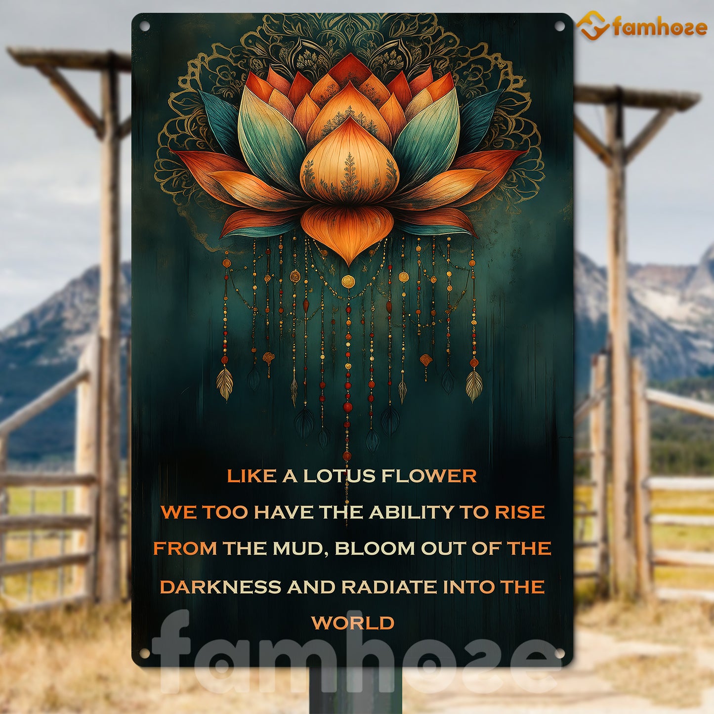 Motivational Quote Lotus Metal Sign, Like A Lotus Flower Garden Sign, Field Decor Gift For Lotus Lovers
