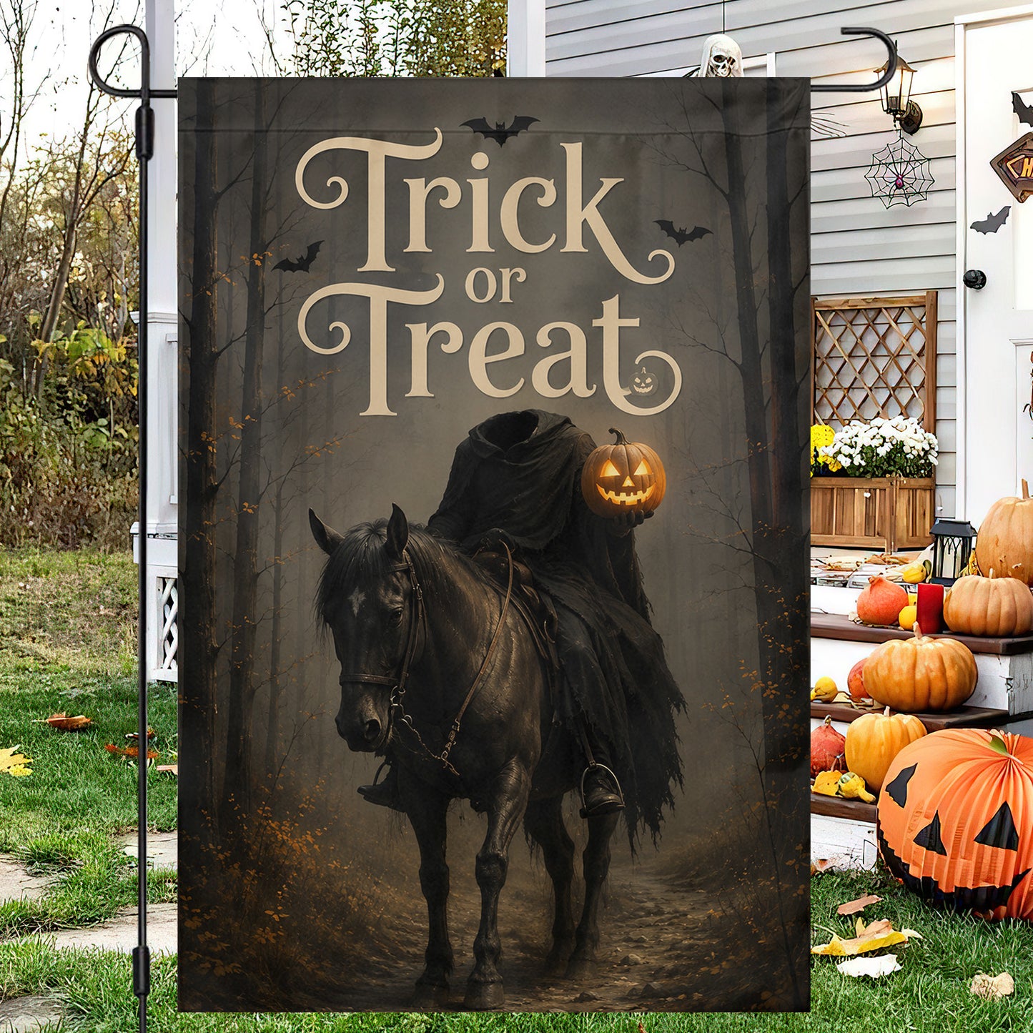 Halloween Headless Horseman Garden & House Flag, Trick or Treat Yard Flag, Spooky Season Gift