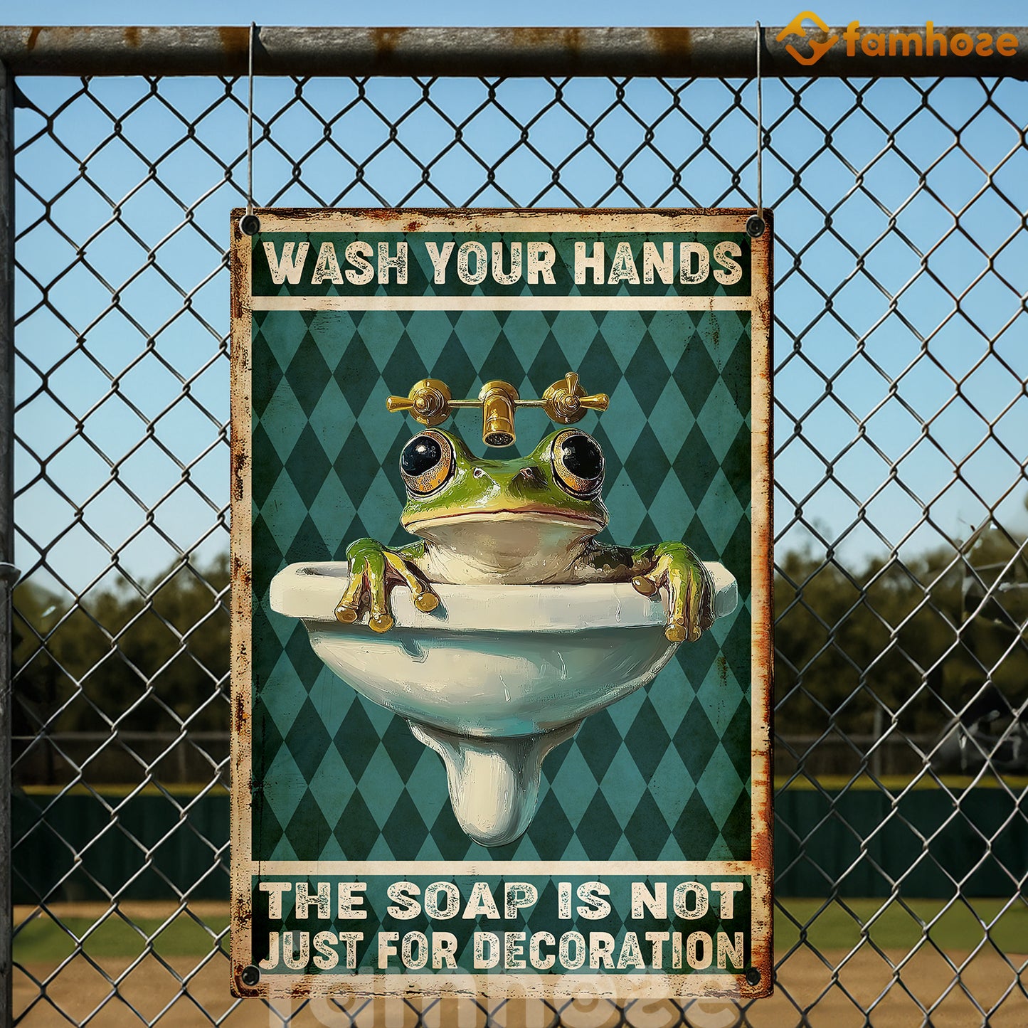 Funny SInk Metal Sign, Wash Your Hand Toilet Sign, WC Decor Gift For Restroom Lovers