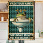 Funny SInk Metal Sign, Wash Your Hand Toilet Sign, WC Decor Gift For Restroom Lovers