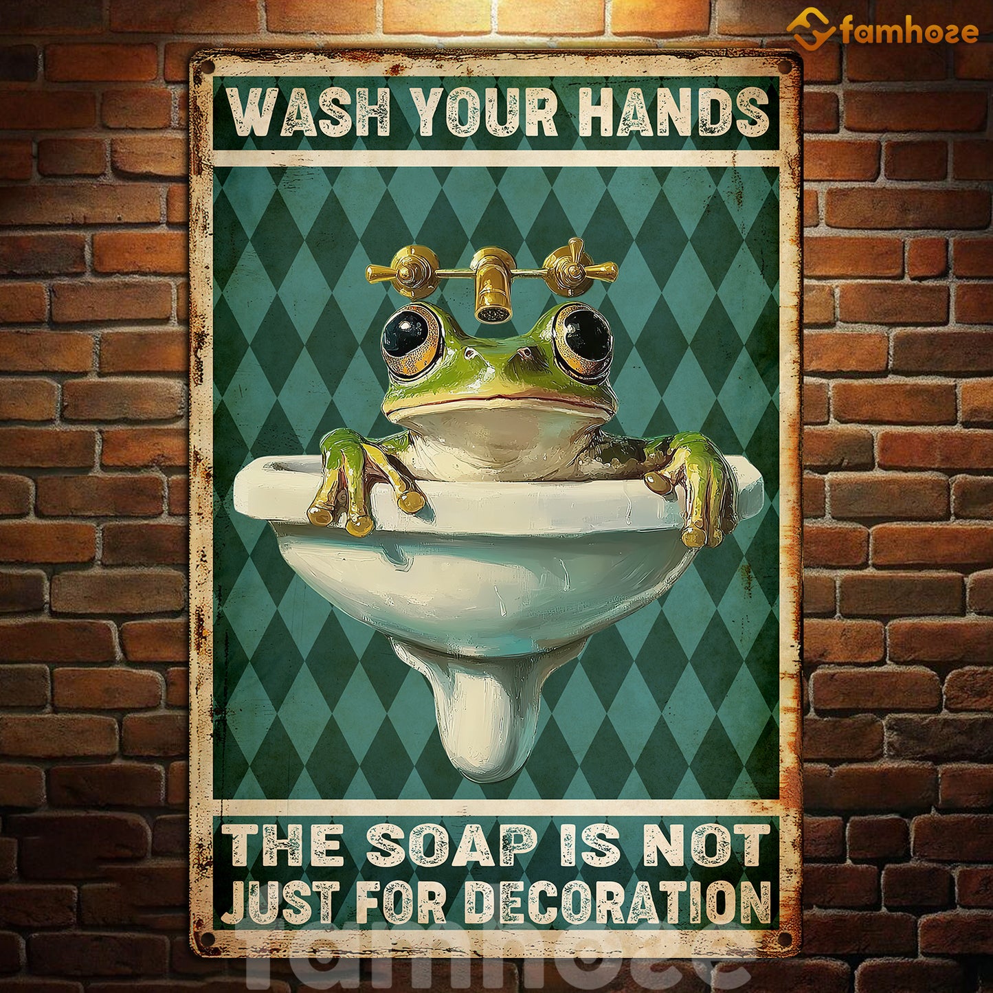 Funny SInk Metal Sign, Wash Your Hand Toilet Sign, WC Decor Gift For Restroom Lovers