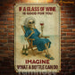 Funny Pool Skeleton Metal Sign, If A Glass Of Wine Pool Sign, Pool Decor Gift For Pool Lovers