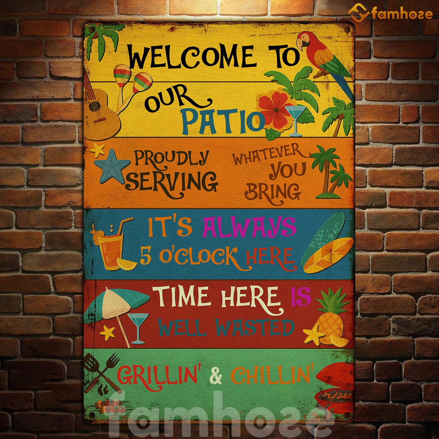 Funny Pool Metal Sign, Welcome To Our Patio Pool Sign, Pool Decor Gift