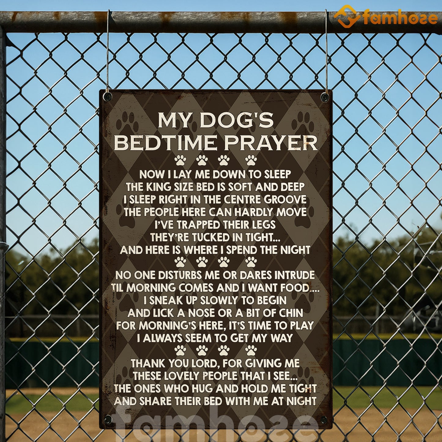 Dog Metal Sign, My Dog's Bedtime Prayer Pet Sign, House Decor Gift For Dog Lovers