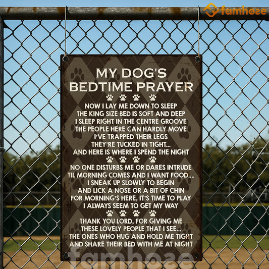 Dog Metal Sign, My Dog's Bedtime Prayer Pet Sign, House Decor Gift For Dog Lovers