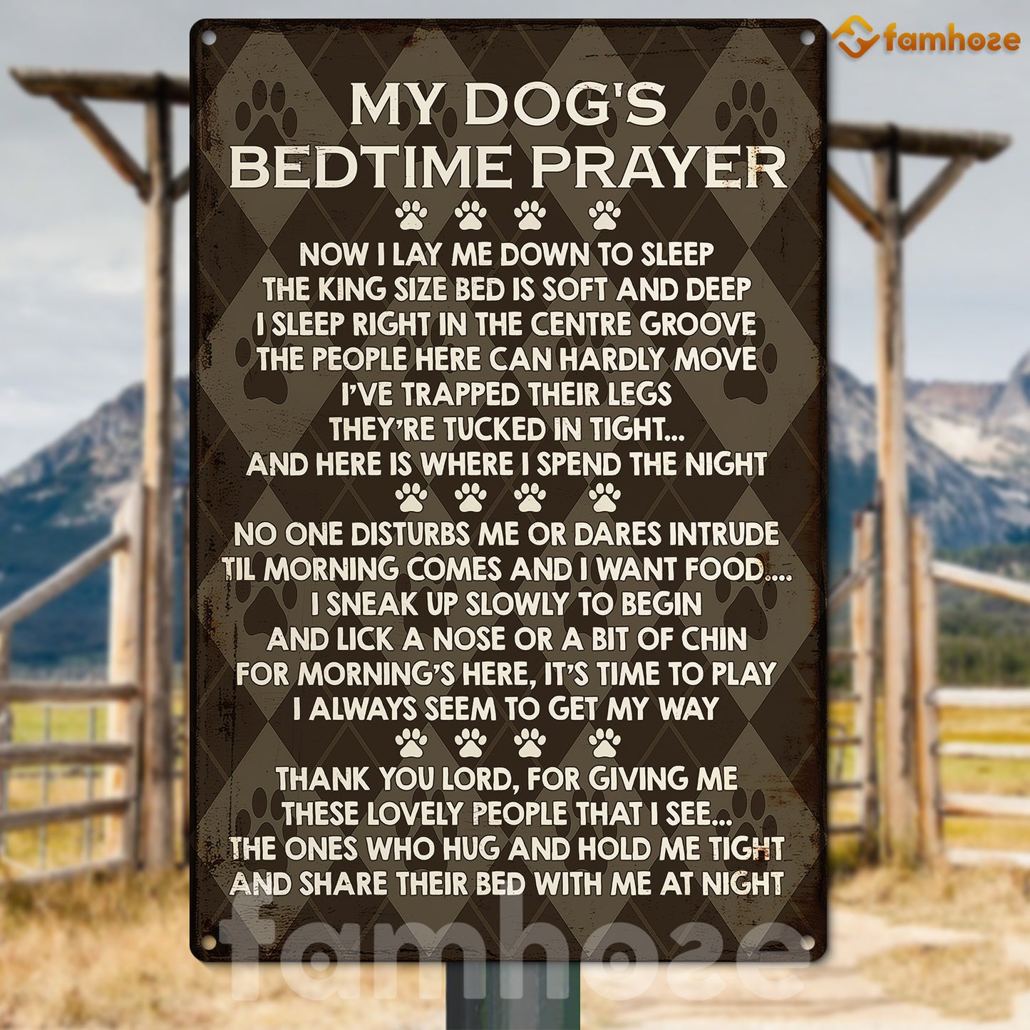 Dog Metal Sign, My Dog's Bedtime Prayer Pet Sign, House Decor Gift For Dog Lovers