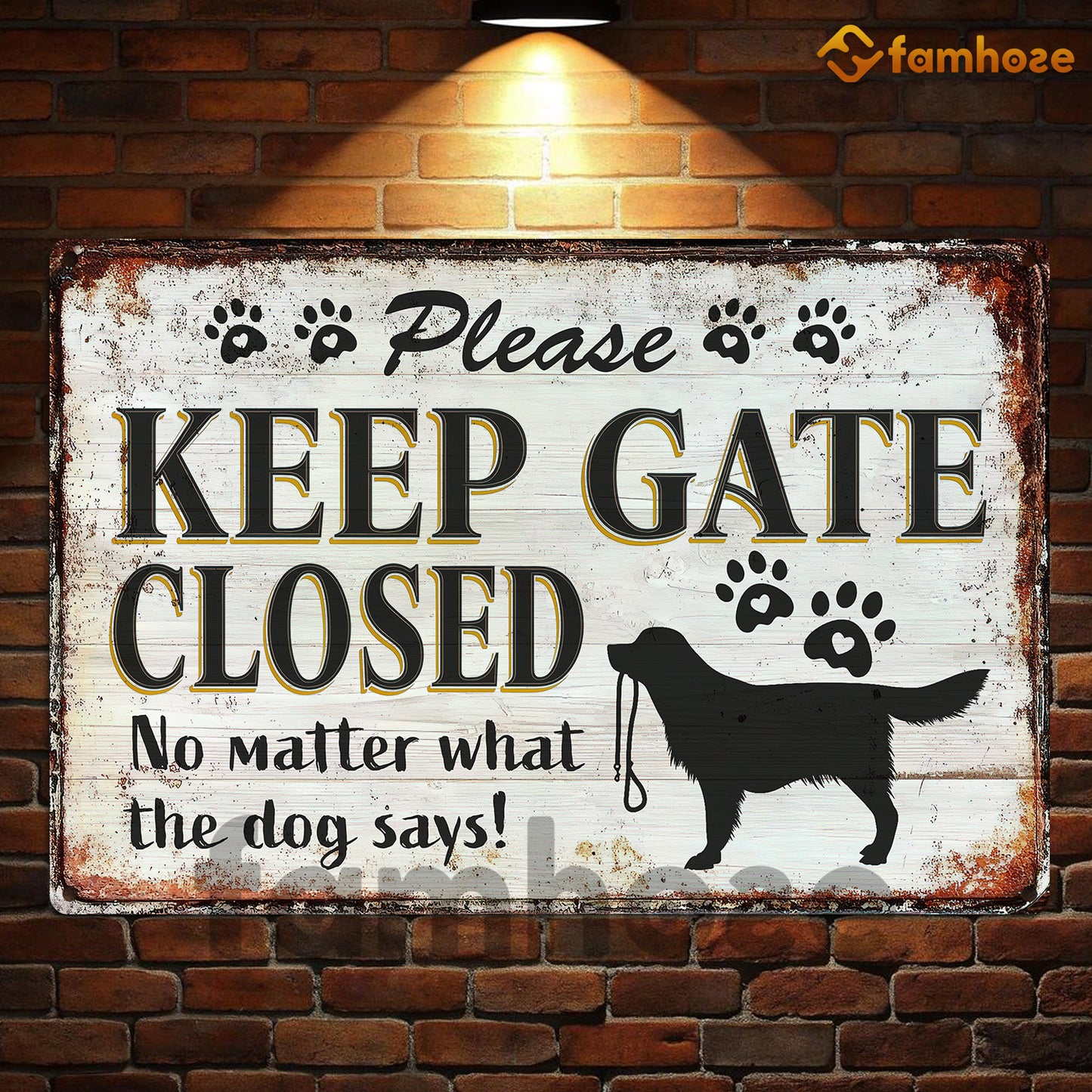 Funny Dog Metal Sign, Please Keep Gate Closed Pet Sign, House Decor Gift For Dog Lovers