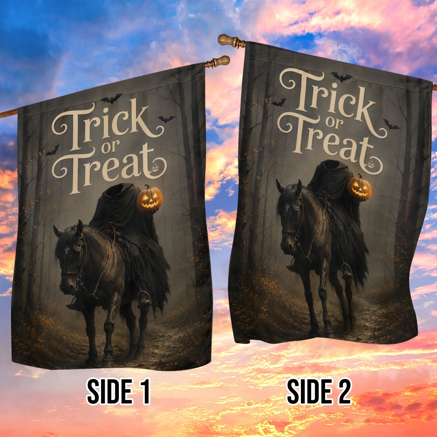 Halloween Headless Horseman Garden & House Flag, Trick or Treat Yard Flag, Spooky Season Gift