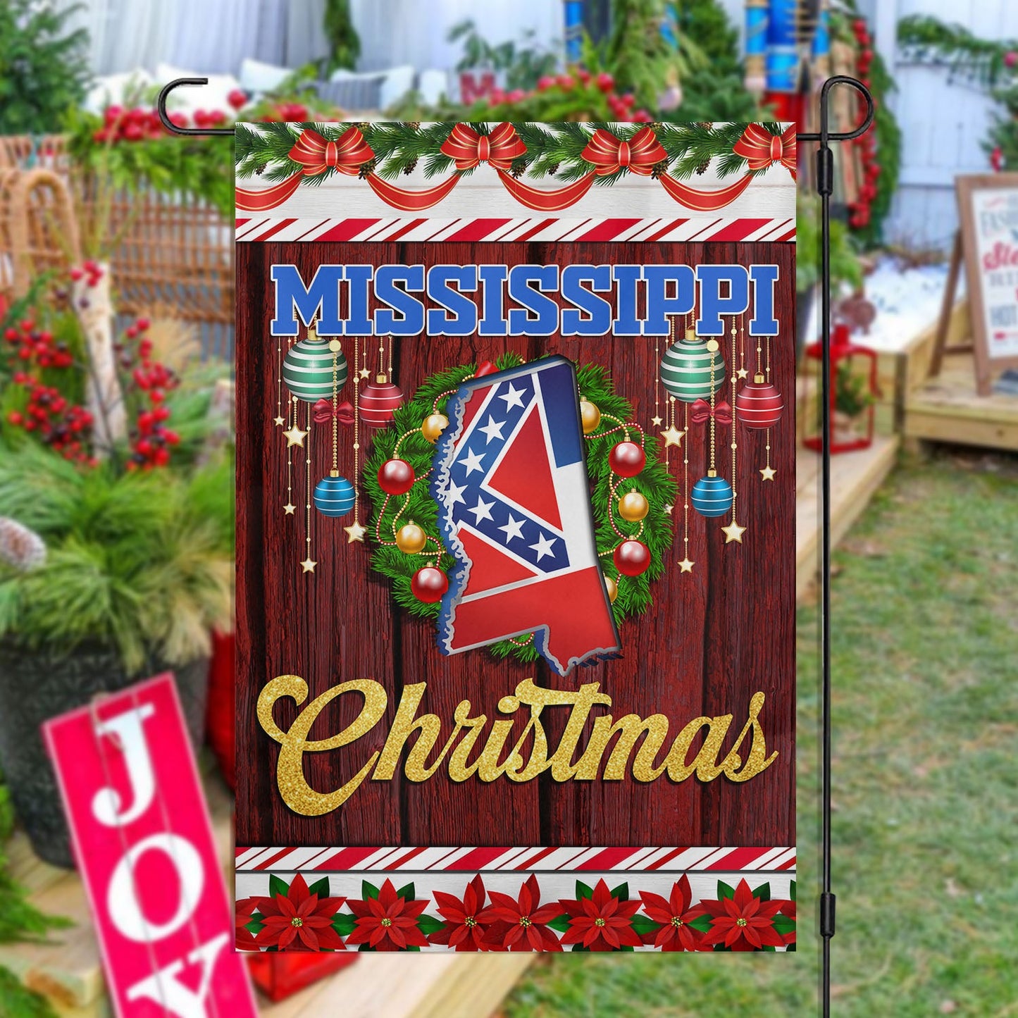 Mississippi Christmas Garden Flag & House Flag, Christmas Flag Gift For Mississippians