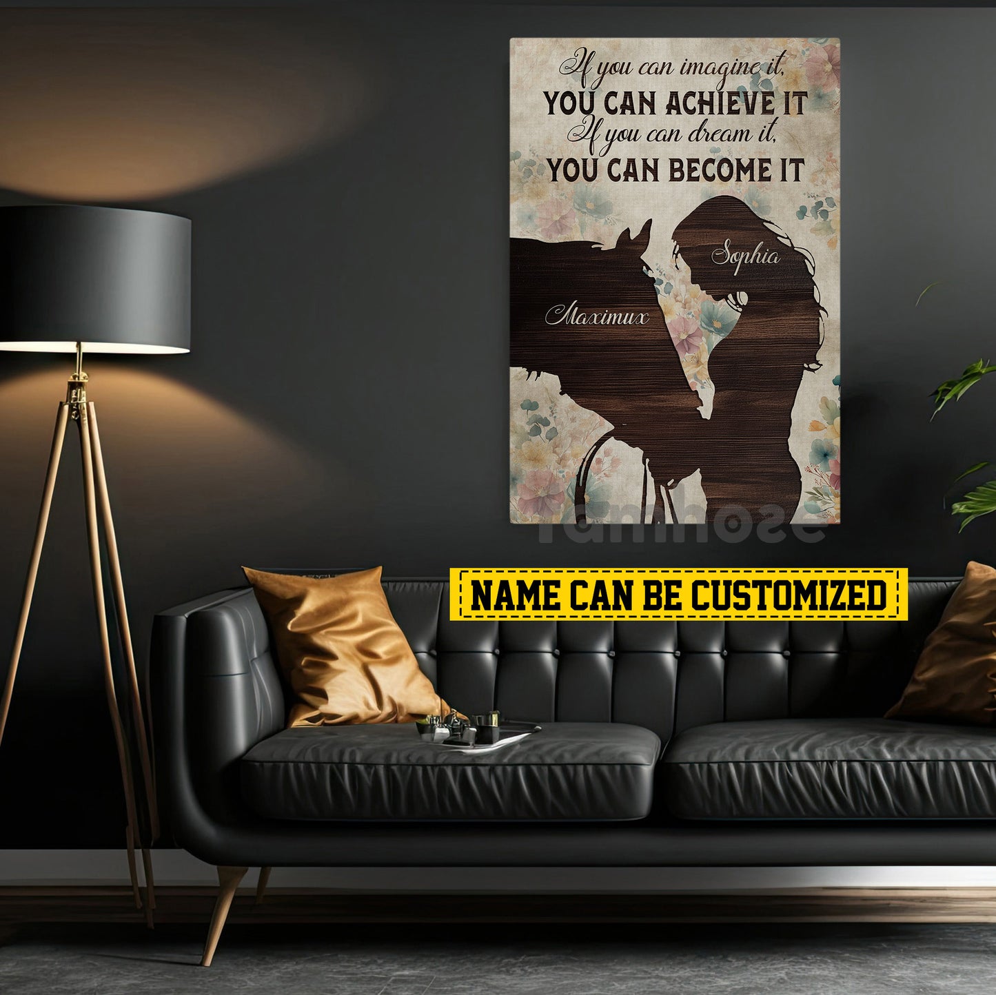Personalized Horse Riding Girl Canvas Painting, If You Can Imagine It You Can Achieve It Wall Art Decor, Poster Gift For Horse Girl