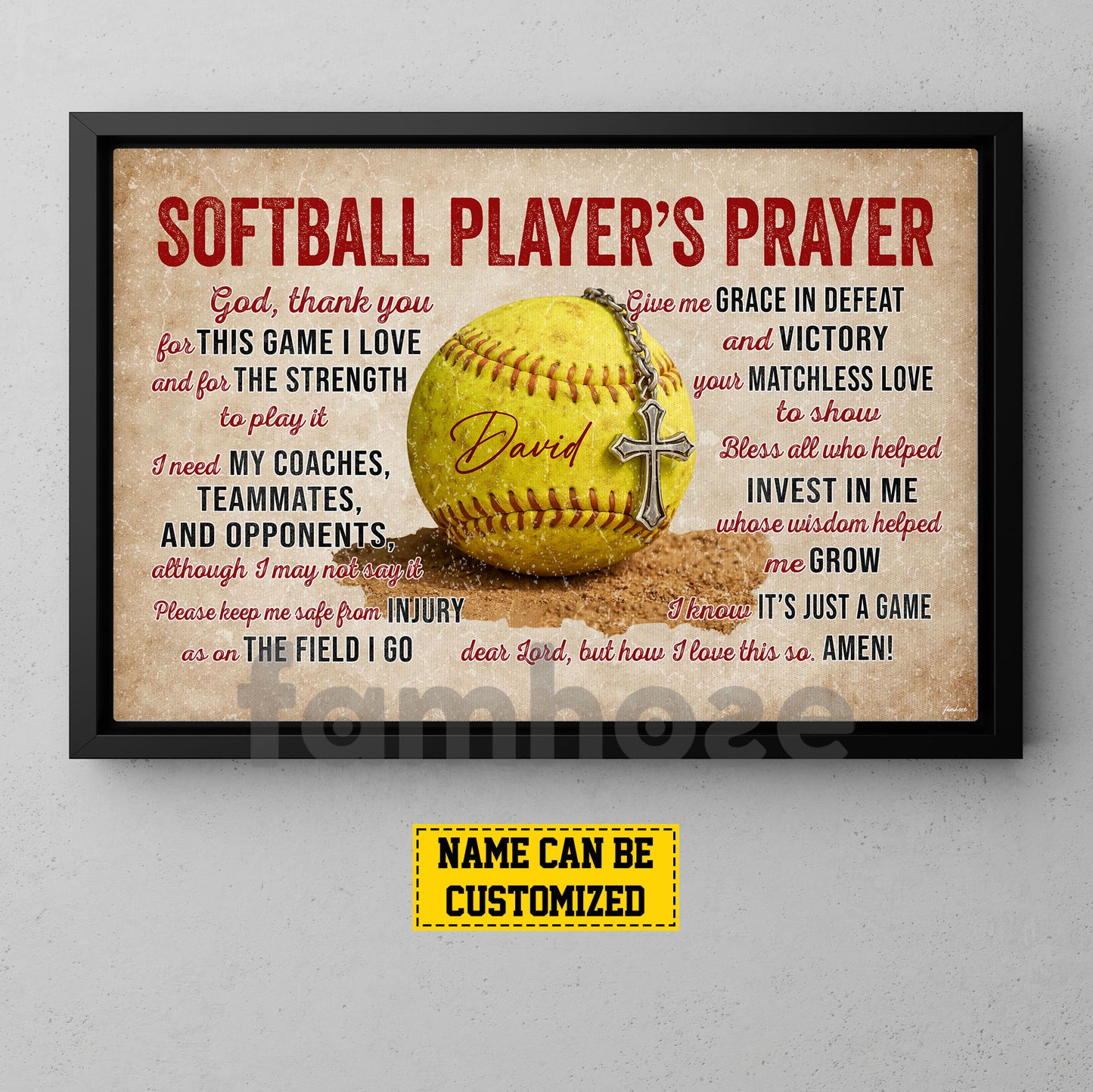 Personalized Softball God Canvas Painting, Softball Player's Prayer Sport Wall Art Decor, Poster Gift For Softball Lovers, God Lovers