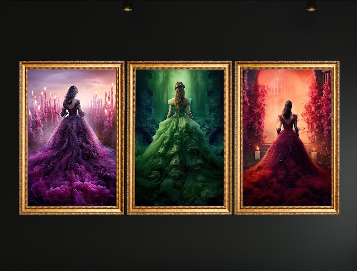 Set Of 3 Mystic Women, Princess Canvas Painting, Wall Art Decor - Women Poster Gift