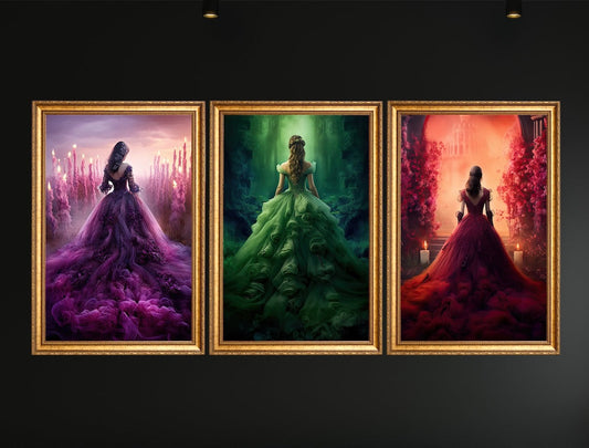 Set Of 3 Mystic Women, Princess Canvas Painting, Wall Art Decor - Women Poster Gift